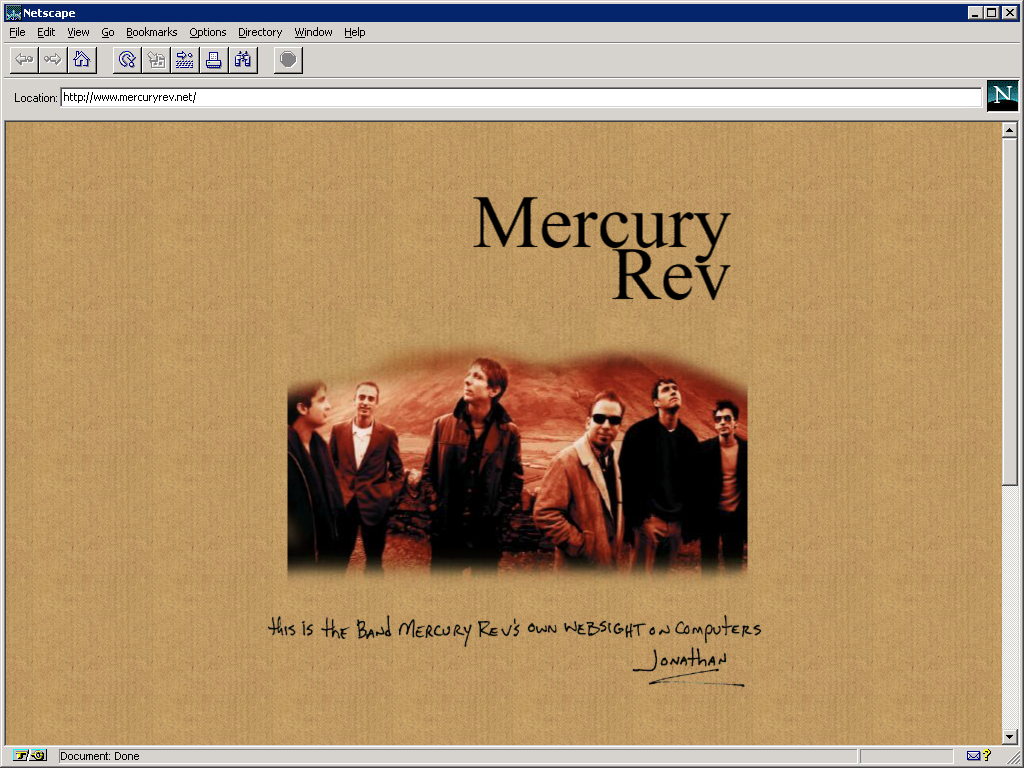 'This is the band Mercury Rev's own websight (sic) on computers.'