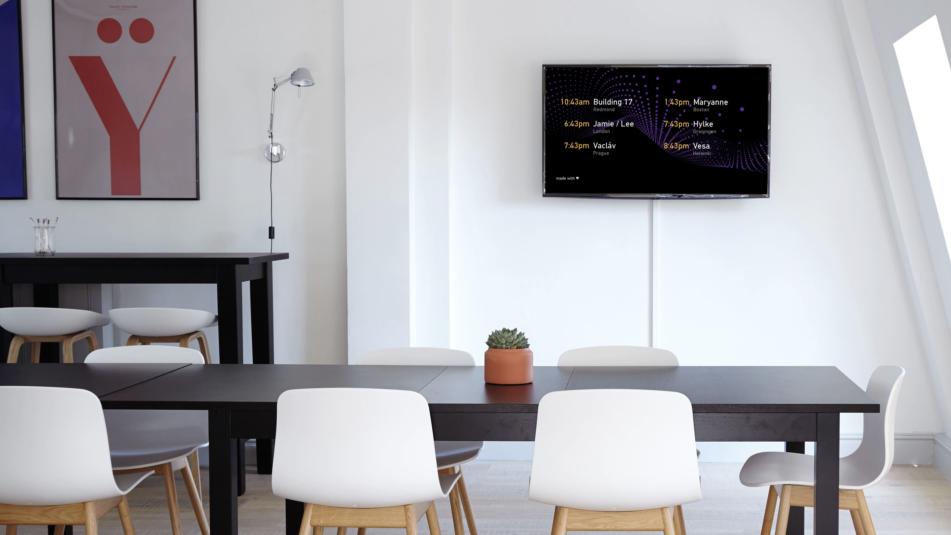 Screen render of the Vegas live board showing the world-clock timezone panel